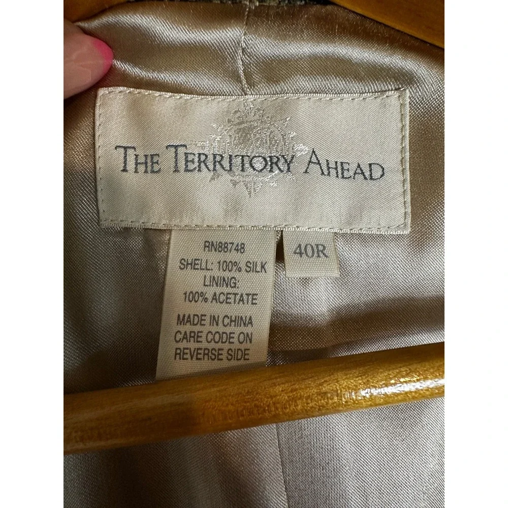 The Territory Ahead Silk Blazer Mens 40R Brown 3-Button Tweed Sport Coat